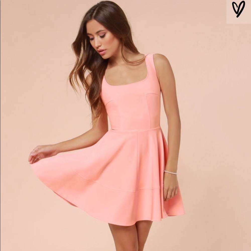 Lulus Fit and Flare Peach Dress